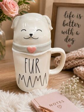 Rae dunn fur mama mug with topper